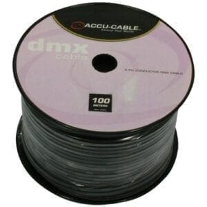 Accu-Cable 5-aderige DMX kabel, 100 meter (op rol), zwart