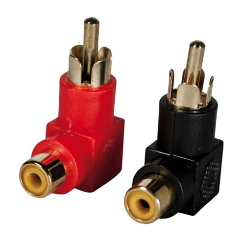 Accu-Cable Audio adapter: RCA (tulp) male – RCA (tulp) female (haaks), set van 2 stuks _Uit assortiment J&H licht en geluid