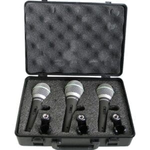 Samson Q6CL3P – Set van 3 dynamische zang-/instrumentmicrofoons Studio microfoons J&H licht en geluid