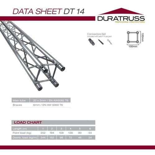Duratruss DT 14-250 vierkante decotruss, 250 cm Duratruss DT 14 J&H licht en geluid 3
