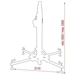 Showtec LTB-230/5 Wind-Up statief, 1,82 - 5,30 meter, max. 230 kg-28158