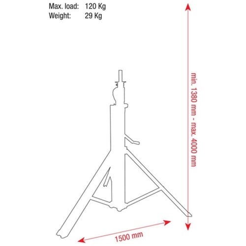 Showtec Pro 4000 Wind-Up statief, max. 400 cm / 120 kg _Uit assortiment J&H licht en geluid 6