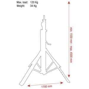 Showtec Pro 4500 Wind-Up statief, max. 450 cm / 120 kg-29443