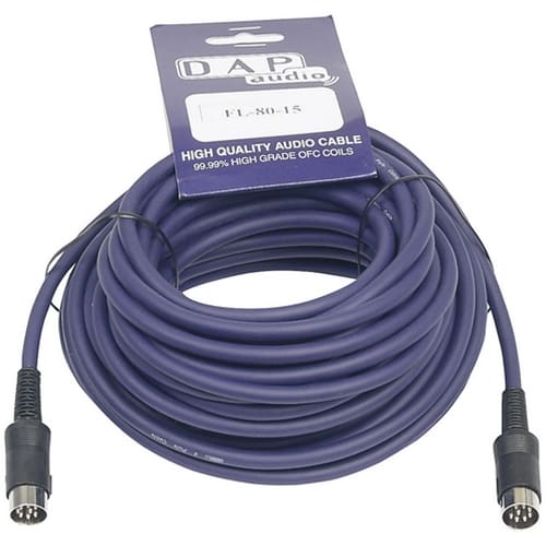 DAP kabel, 8-pins DIN male – 8-pins DIN male, 15 meter _Uit assortiment J&H licht en geluid