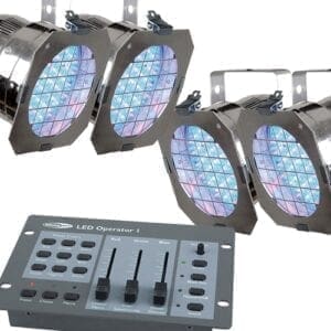 Showtec LED Par 56 set (4 stuks) + Showtec LED Operator 1 Par 56 cans J&H licht en geluid