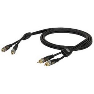DAP 2 x RCA male – 2 x RCA female Coax kabel 6mm (1,50 meter) _Uit assortiment J&H licht en geluid