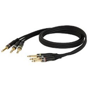 DAP 3-way 2-pins Jack – 2-pins Jack Coax kabel 6mm (1,50 meter) _Uit assortiment J&H licht en geluid