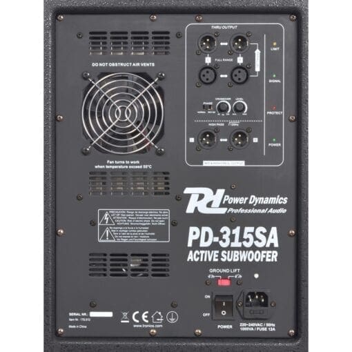 Power Dynamics	PD-315SA Actieve Subwoofer 15″ _Uit assortiment J&H licht en geluid 5