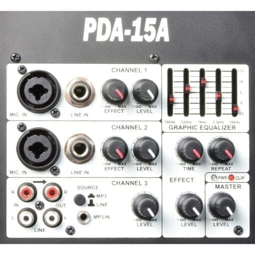 Power Dynamics	PDA-15A Actieve Speaker 15″ / 1200W _Uit assortiment J&H licht en geluid 6