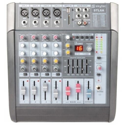 SkyTec	STL6A 6-Kanaals Mixer met Versterker SD/USB/MP3/DSP _Uit assortiment J&H licht en geluid 3