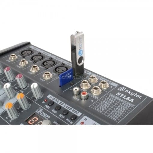 SkyTec	STL6A 6-Kanaals Mixer met Versterker SD/USB/MP3/DSP _Uit assortiment J&H licht en geluid 6