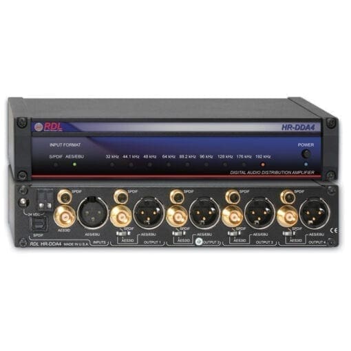 RDL HR-DDA4 – Digital audio distributor 1×4 _Uit assortiment J&H licht en geluid