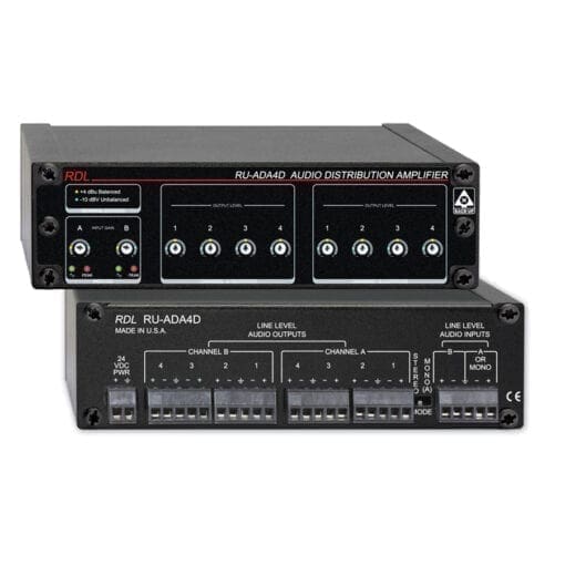 RDL RU-ADA4D – audio distribution amplifier _Uit assortiment J&H licht en geluid