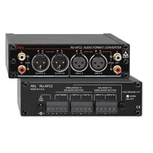 RDL RU-AFC2 – stereo audio format converter _Uit assortiment J&H licht en geluid