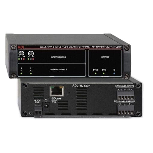 RDL RU-LB2P – Dante in- output interface + PoE _Uit assortiment J&H licht en geluid