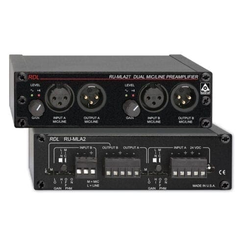 RDL RU-MLA2T – dual mic/line preamplifier _Uit assortiment J&H licht en geluid