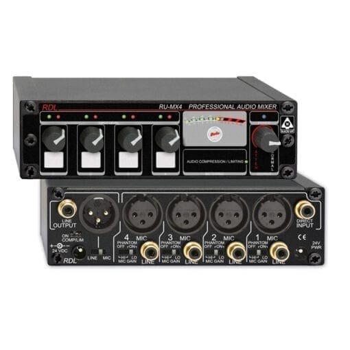 RDL RU-MX4 – mic/line mixer _Uit assortiment J&H licht en geluid