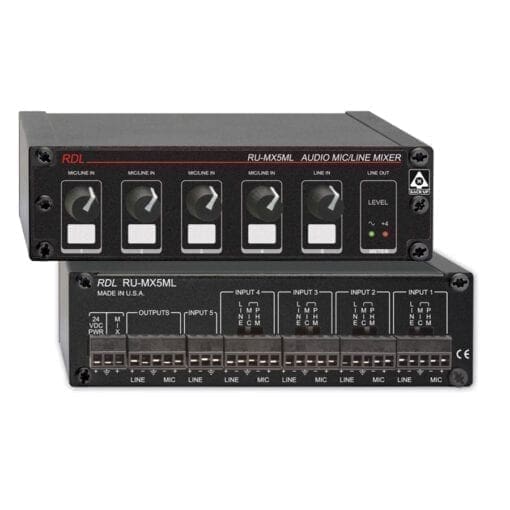 RDL RU-MX5ML – mic/line mixer _Uit assortiment J&H licht en geluid