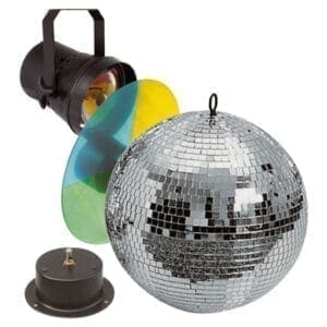 Showtec spiegelbolset 30cm, incl. spiegelbol, motor en pinspot Entertainment- verlichting J&H licht en geluid