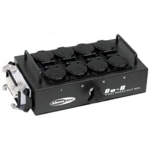 Showtec BO-8-S1 Break-out box, 16-pins multiconnector – 8 x Schuko Breakoutboxes J&H licht en geluid