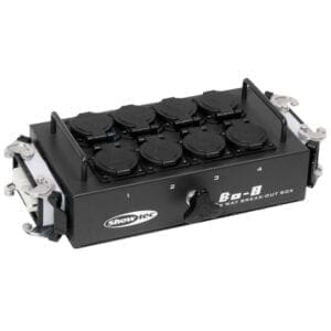 Showtec BO-8-S2 Break-out box, 16-pins multiconnector – 8 x Schuko / 16-pins multiconnector Breakoutboxes J&H licht en geluid