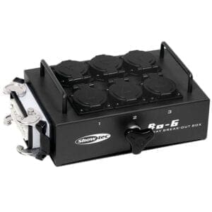 Showtec BO-6-S1 Break-out box, 16-pins multiconnector – 6 x Schuko Breakoutboxes J&H licht en geluid