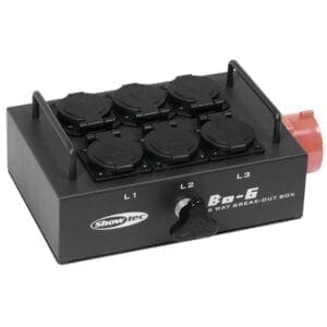Showtec BO-6-PW Break-out box, 5-pins CEE 16A – 6 x Schuko Breakoutboxes J&H licht en geluid