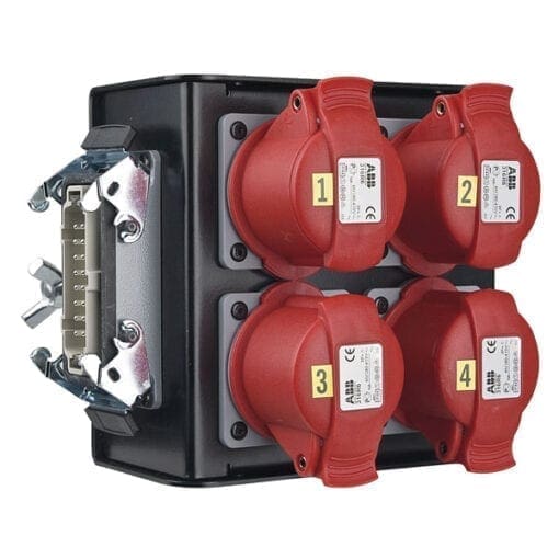 CM Break-out box, 16-pins multiconnector – 4 x 4-pins CEE 16A rood Breakoutboxes J&H licht en geluid