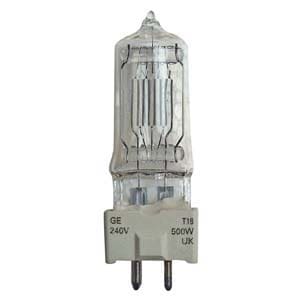 GE T18 lamp, 230V/500W, GY9.5 fitting GY 9.5 lampen J&H licht en geluid