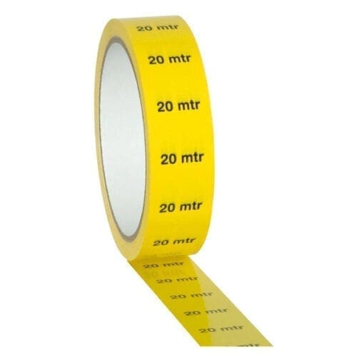 Showtec Markeertape geel met opdruk 20 meter, 25 mm / 33 meter Podium accessoires J&H licht en geluid