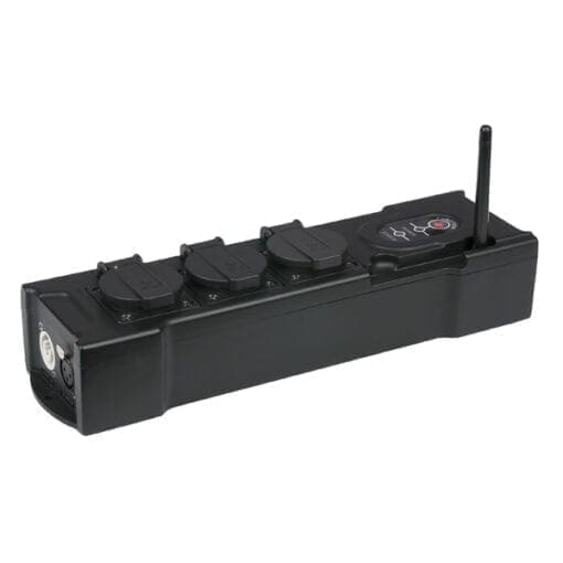 Showtec PowerBOX 3 – 3-weg Schuko verdeelblok met een draadloze DMX ontvanger Kabels en aansluitingen J&H licht en geluid