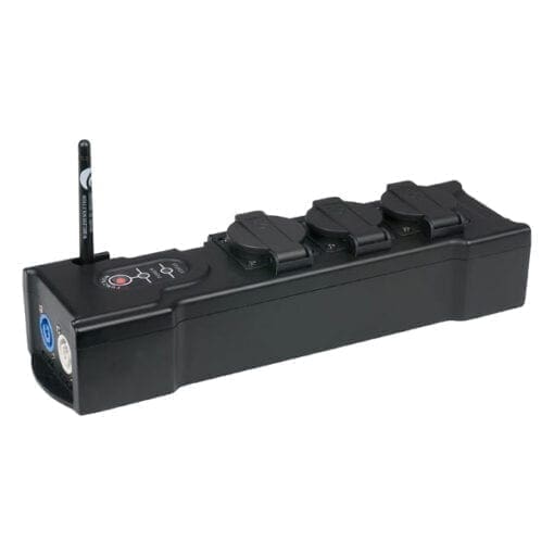 Showtec PowerBOX 3 – 3-weg Schuko verdeelblok met een draadloze DMX ontvanger Kabels en aansluitingen J&H licht en geluid 2