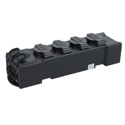 Showtec PowerBOX 4 – 4-weg Schuko verdeelblok met een Powercon True1 ingang Kabels en aansluitingen J&H licht en geluid 2