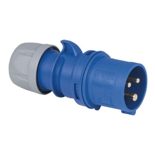 Showtec 3-polige CEE male connector 240V/16A – IP44 (blauw) Aansluitingen 240 V J&H licht en geluid