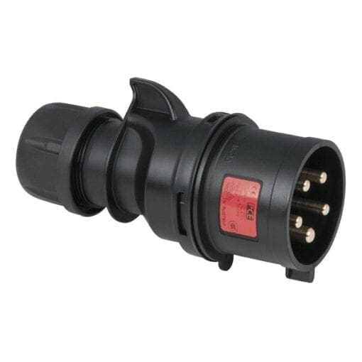 Showtec 5-polige CEE male connector 32A – IP44 (zwart) Aansluitingen 400 V J&H licht en geluid