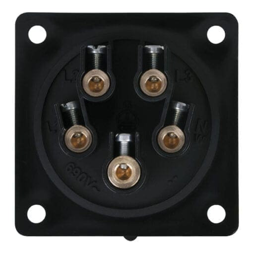 Showtec 5-polige CEE male chassis 16A – IP44 (zwart) Aansluitingen 400 V J&H licht en geluid 2
