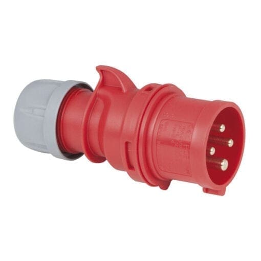 Showtec 4-polige CEE male connector 16A – IP44 (rood) Aansluitingen 400 V J&H licht en geluid