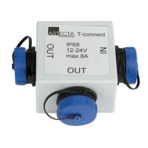 Artecta IP68 splitter (4-pins IP68 male ingang en 2 4-pins IP68 female uitgangen) Accessories J&H licht en geluid