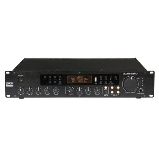 DAP ZA-9250TU – 100V zone versterker / mixer / media-player / tuner (250 Watt) Audio J&H licht en geluid