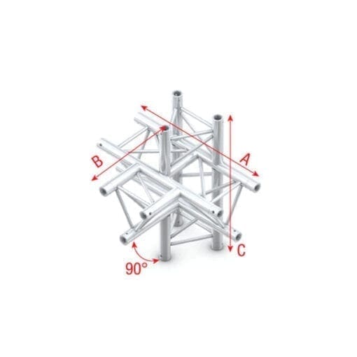 Showtec DT22-021 truss T-stuk + omhoog / omlaag Deco-driehoek J&H licht en geluid