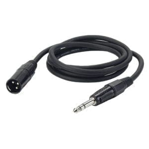 DAP kabel, XLR male – Jack male stereo, zwart, 1,5 meter Instrumentkabels J&H licht en geluid