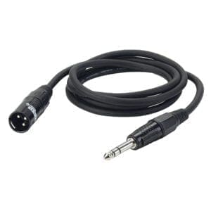 DAP kabel, XLR male – Jack male stereo, zwart, 6 meter Instrumentkabels J&H licht en geluid