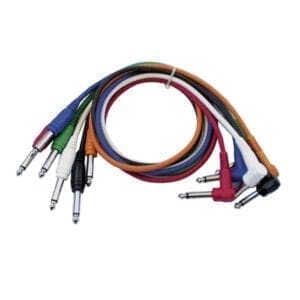 DAP Patch kabel, mono, rechte + haakse connectoren, set van 6 kleuren, 60 cm Kabels en aansluitingen J&H licht en geluid