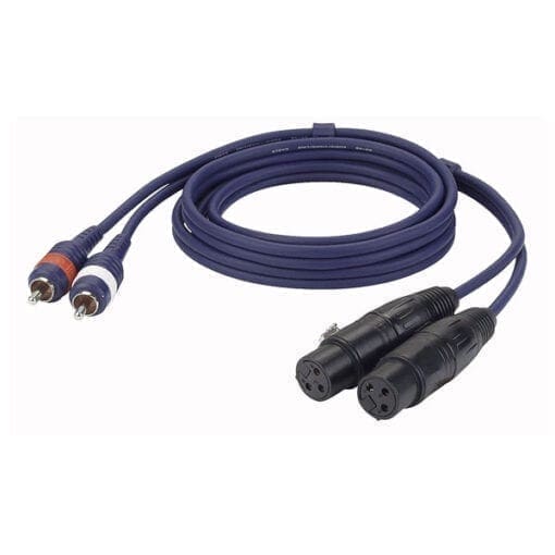DAP kabel, 2 x XLR Female – 2 x RCA (tulp) Male, 150cm Kabels en aansluitingen J&H licht en geluid