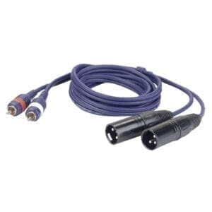DAP kabel, 2 x XLR Male – 2 x RCA (tulp) Male, 150cm Kabels en aansluitingen J&H licht en geluid
