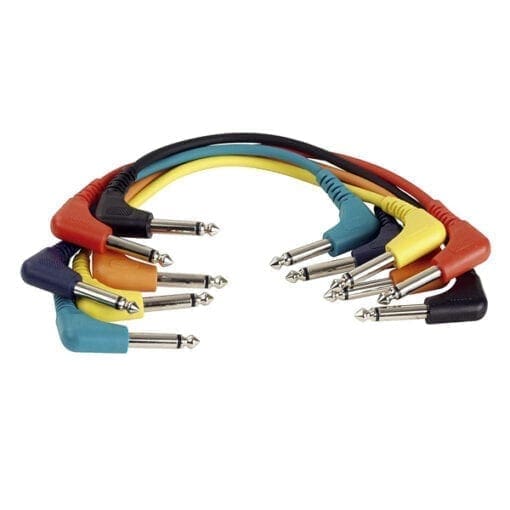 DAP Patch kabel, ongebalanceerd, haakse connectoren, set van 6 kleuren, 30 cm Kabels en aansluitingen J&H licht en geluid