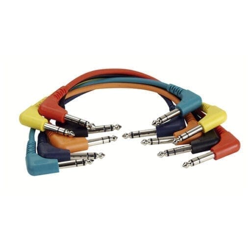 DAP Patch kabel, symmetrisch, haakse connectoren, set van 6 kleuren, 60 cm Kabels en aansluitingen J&H licht en geluid