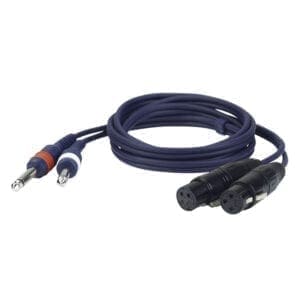 DAP kabel, 2 x XLR Female – 2 x Jack mono plug, 150cm Kabels en aansluitingen J&H licht en geluid
