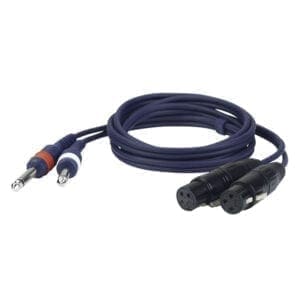 DAP kabel, 2 x XLR Female – 2 x Jack mono plug, 3 meter Kabels en aansluitingen J&H licht en geluid