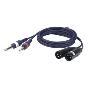 DAP kabel, 2 x XLR Male – 2 x Jack mono plug, 3 meter Kabels en aansluitingen J&H licht en geluid